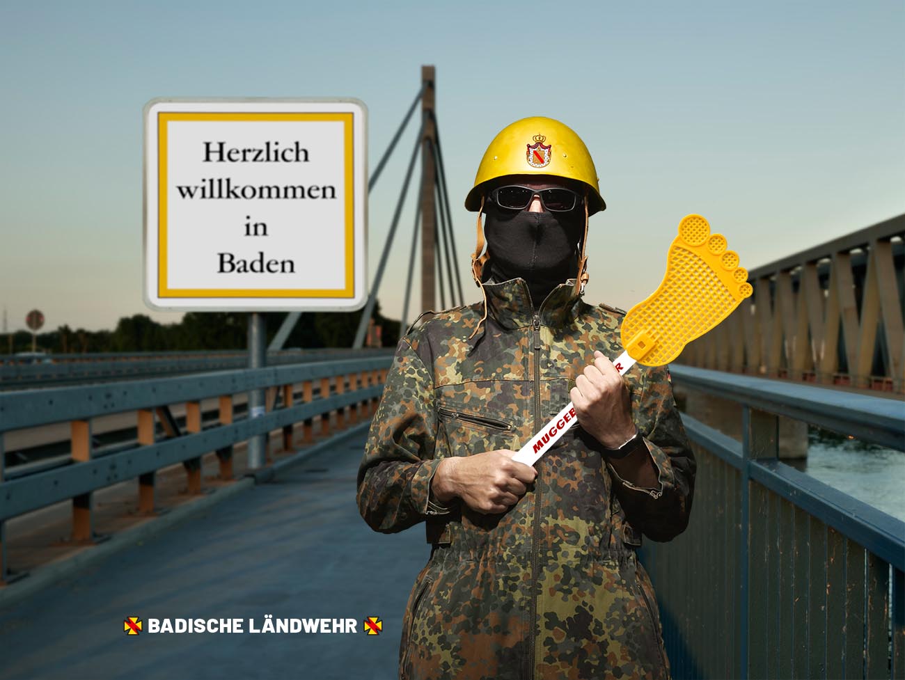 Kämpfer der Badischen Ländwehr mit Original Muggebadscher